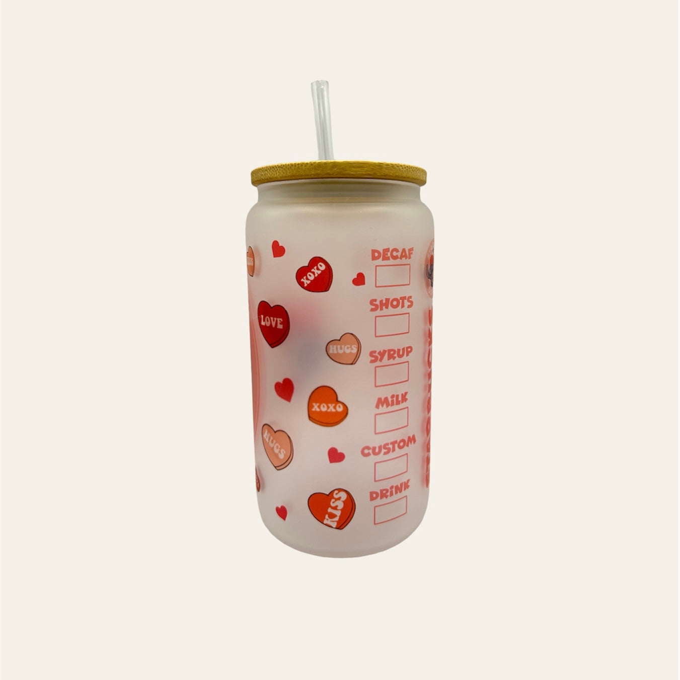 Gots vidre amb tapa bambú “Sant Valentí”