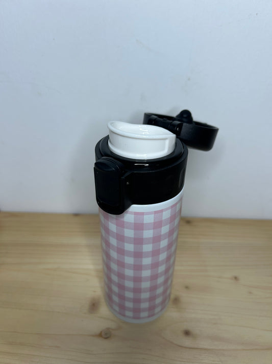 Termo acero inoxidable tapa negra “Vichy rosa” 350ml