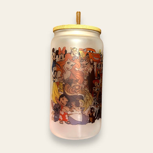 Vaso cristal con tapa bambú “Disney”