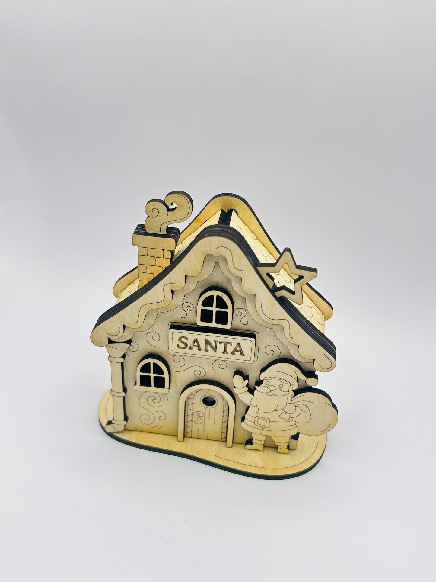 Casita de Madera de Santa con Luces LED