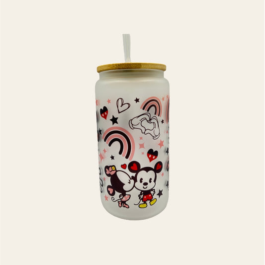 Vasos cristal con tapa bambú “San Valentín”