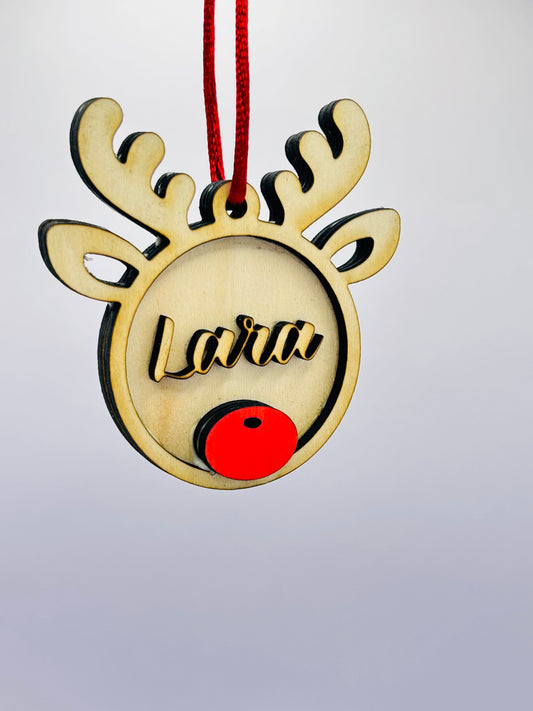 Bola Navidad madera Reno