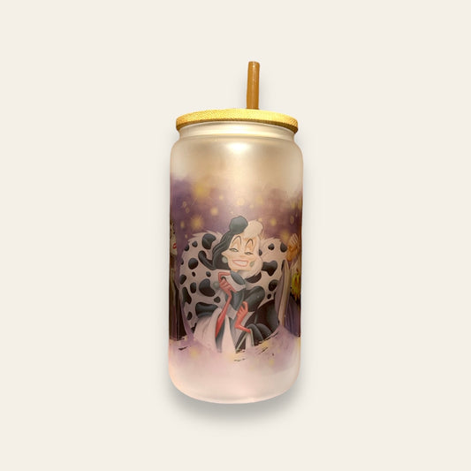 Vaso cristal con tapa bambú “Villanas Disney”