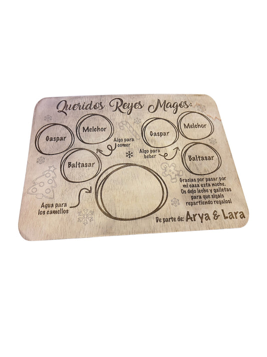 Bandeja madera Papá Noel & Reyes Magos