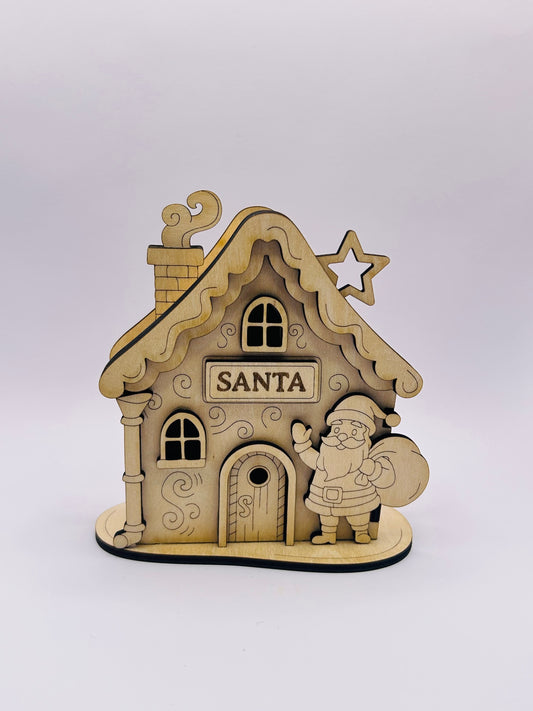 Casita de Madera de Santa con Luces LED