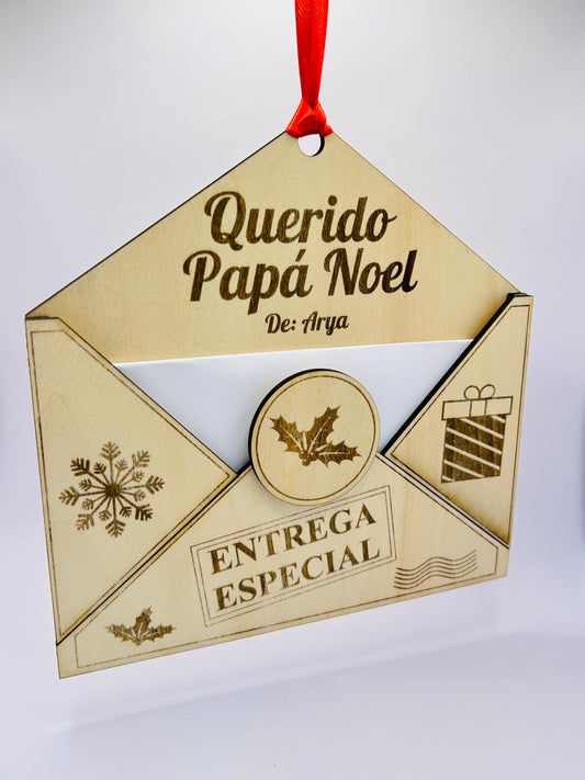 Sobre de madera carta Papá Noel