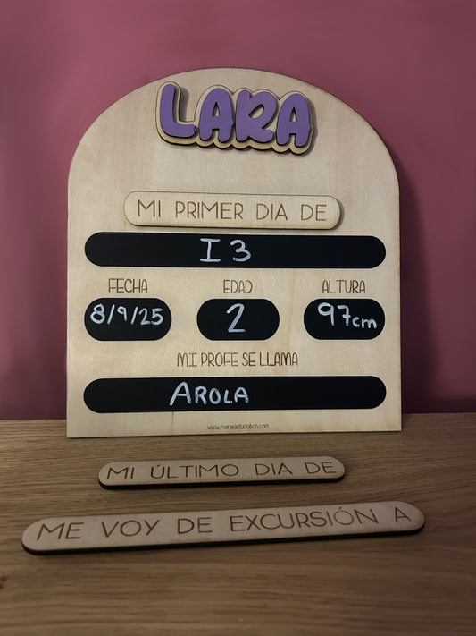 Pizarra personalizada primer y último día de cole